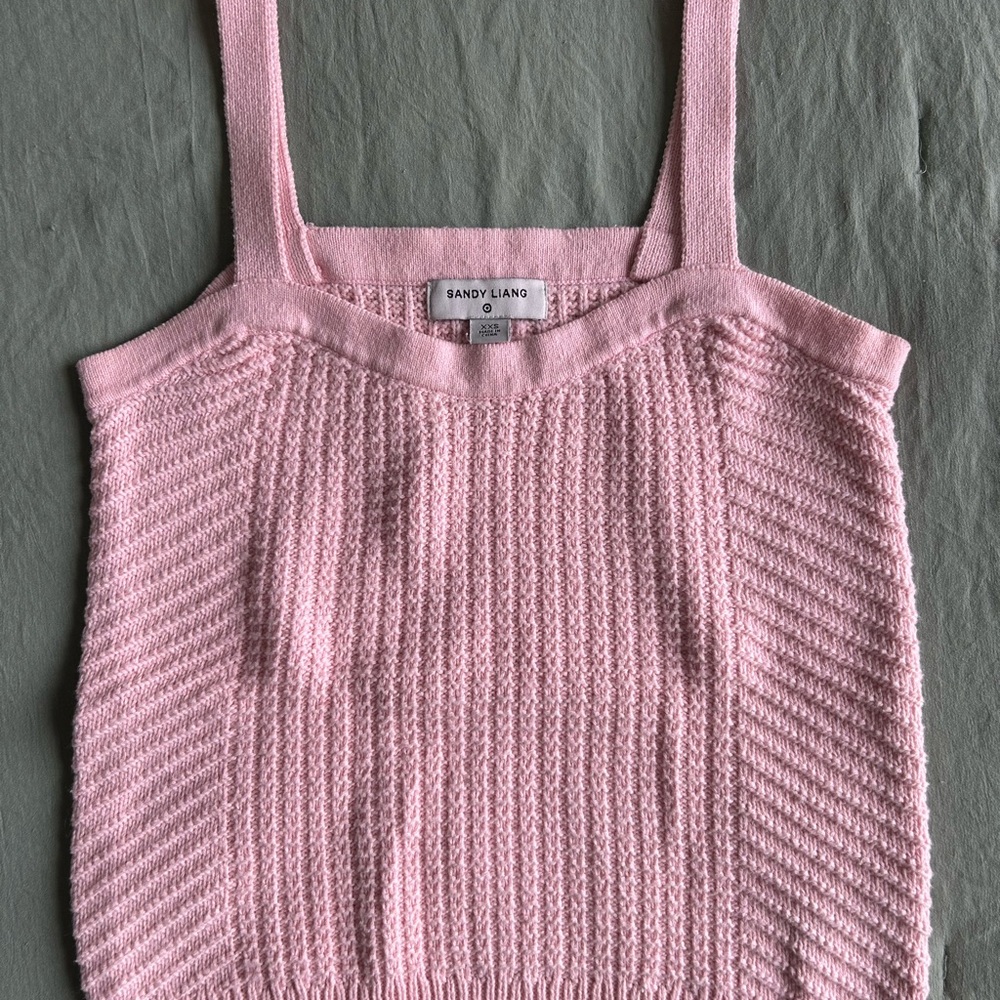 Sandy Liang Pink Ribbed Tank Top
